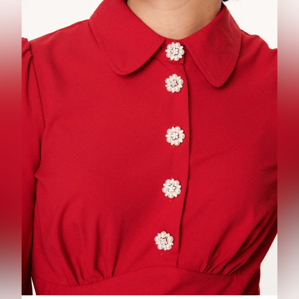 Hell Bunny Scarlet Midi Dress with Button Accents - Picture 2 of 14